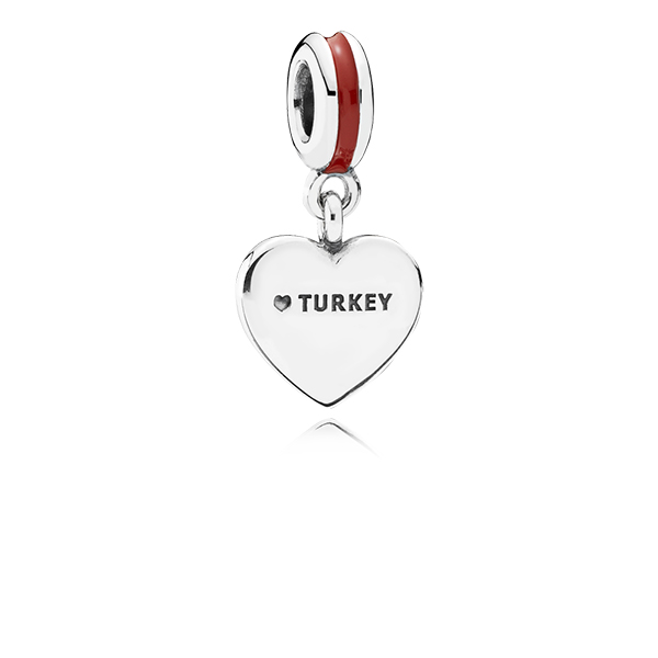 Turkey Heart flag Pendant Charm