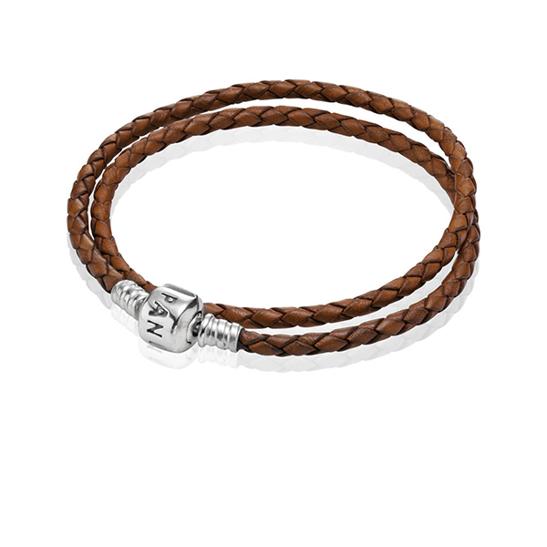 Moments Double Woven Leather Bracelet - Brown