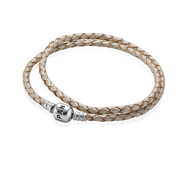Moments Double Woven Leather Bracelet - Pearl