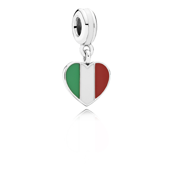 Italy Heart Flag Pendant Charm