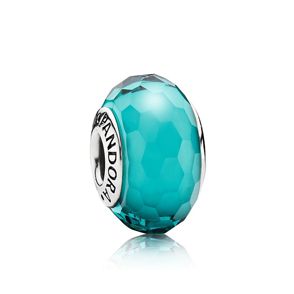 Teal Faceted Murano Charm