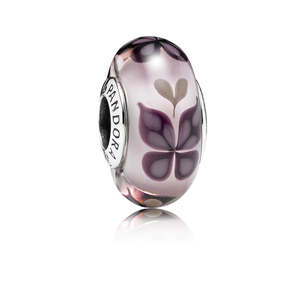 Pink butterfly kisses murano charm