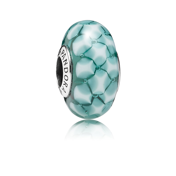 Teal faceted murano charm