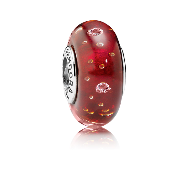 Red Fizzle Murano Charm